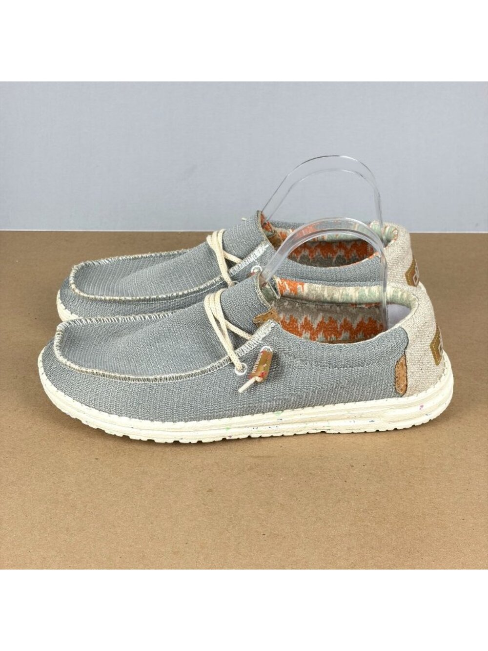 Hey Dude Wally Eco Sox Cobblestone Shoes Mens 10 Gray Tan Slip On Casual